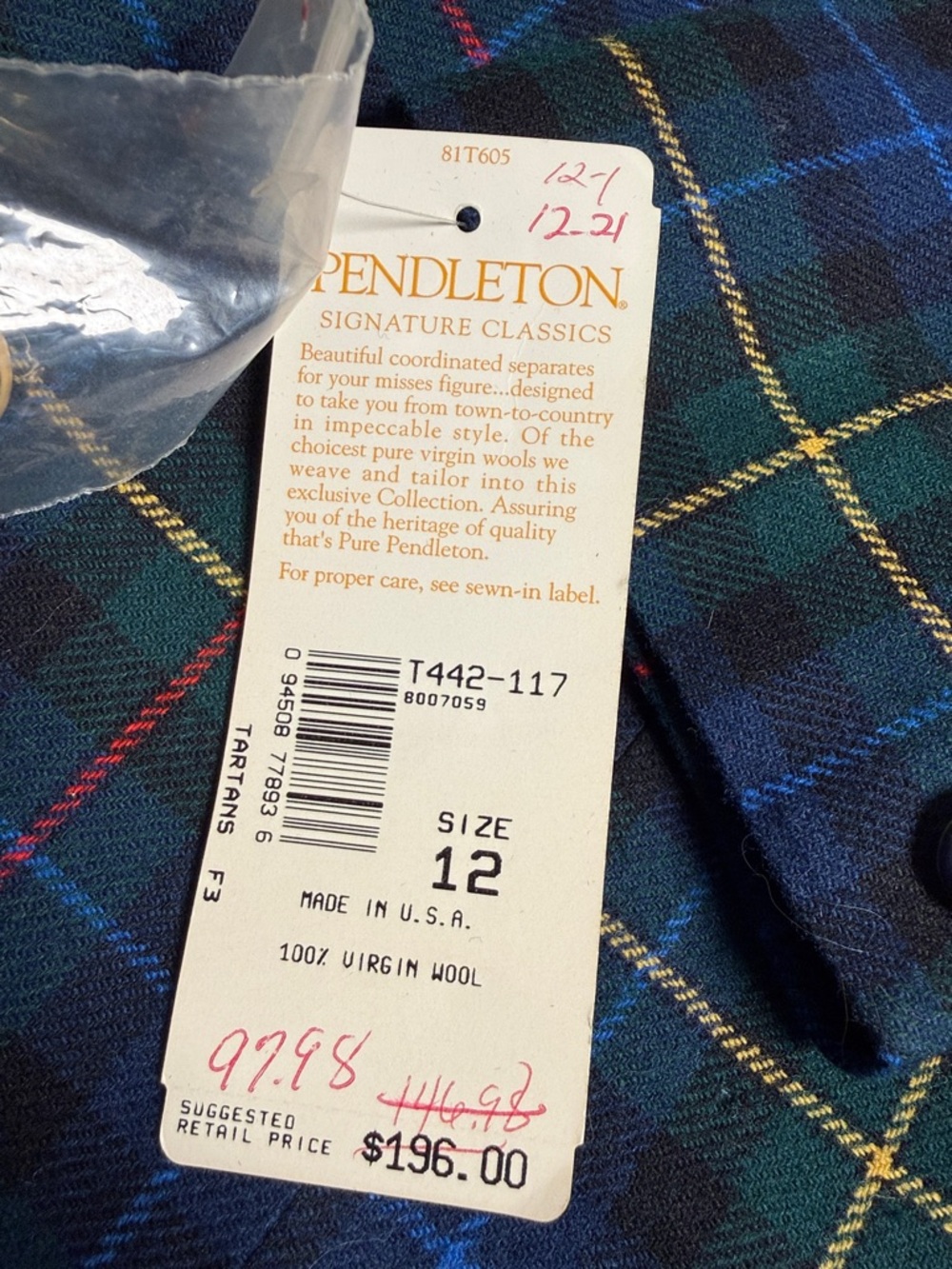 Pendleton Authentic Smith Scottish Tartan Wool Blazer - Picture 7 of 8